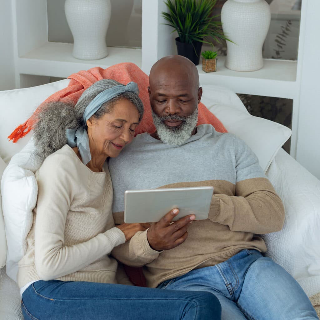 Couple using iPad